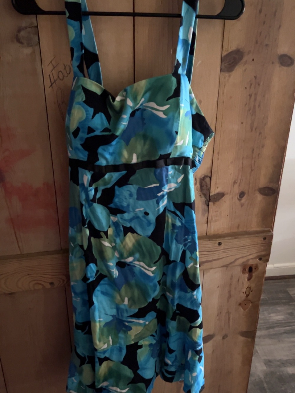 R&K Blue, Teal & Black Floral Midi Dress